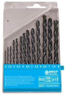 Grąžtas Mega Metalo gręžimo rinkinys HSS-R 1,5-6,5 mm 13gb