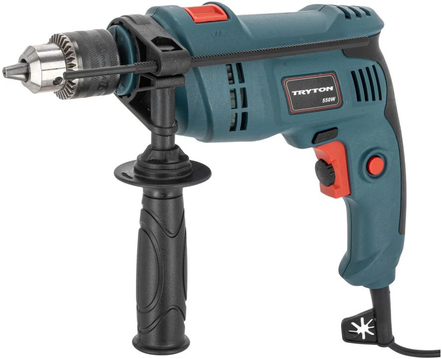 Tryton Gręžtuvas 550 W smūginis gręžtuvas su 13 mm kairiuoju/dešiniuoju raktu griebtuvu