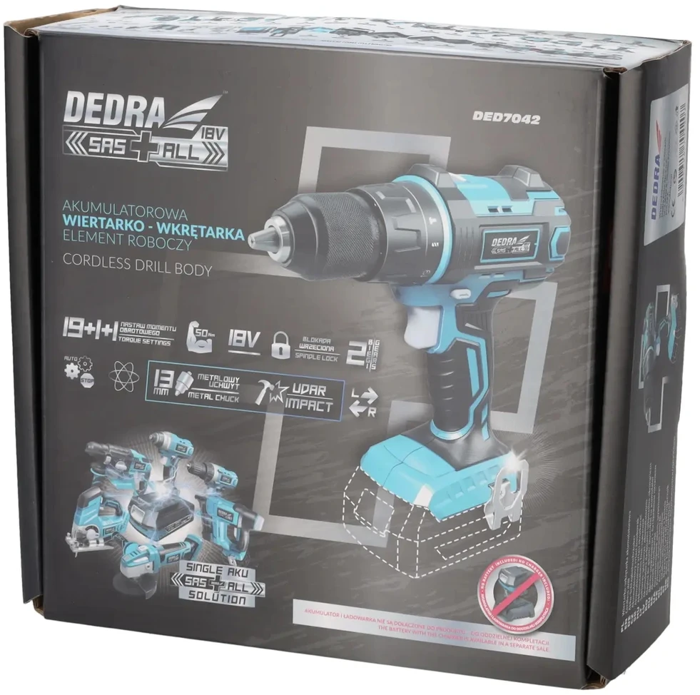 Smūginis gręžtuvas / suktuvas Dedra DED7042 18 V