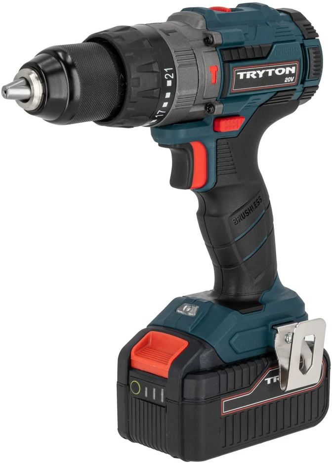 Tryton Wiertarko Wkretarka 20 V bešepetėlinis gręžtuvas-suktuvas, 2 x 4 Ah, 1 val. įkrovimas, 50 nm