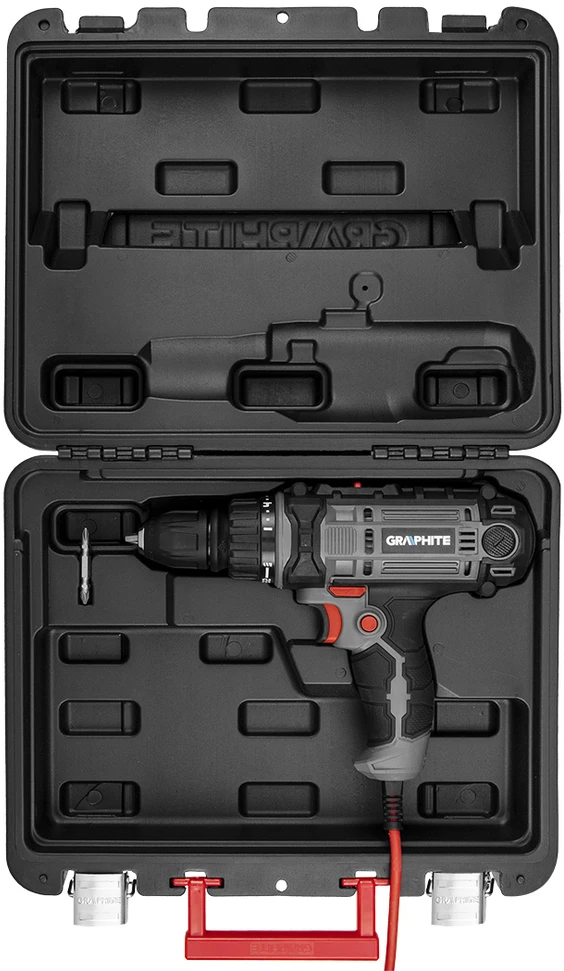 Graphite Wiertarko Wkretarka 300 W laidinis gręžtuvas-suktuvas, 10 mm savaime užsifiksuojantis griebtuvas, nešiojimo dėklas