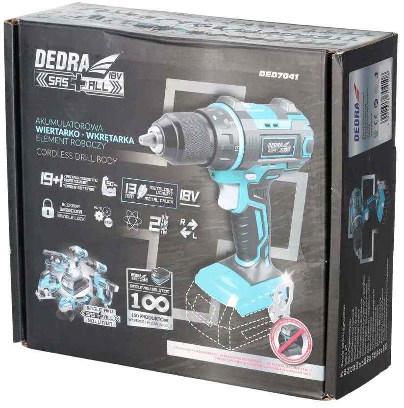 Suktuvas - gręžtuvas DEDRA DED7041, 18V (DED7034, DED7038)