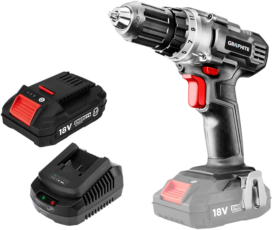 Suktuvas-gręžtuvas Graphite 58G000-SET1; 18 V; 1x2,0 Ah akum.