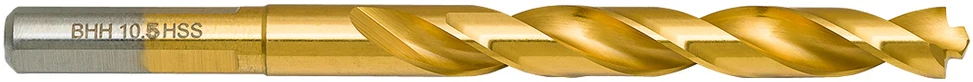 Wiertło Baildon DIN 338 RN 10,5 mm metalo grąžtas, HSS TiN (S), 133–87 mm (3 plokštumų kotas)