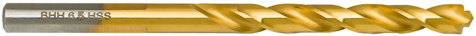 Wiertło Baildon DIN 338 RN 6,5 mm metalo grąžtas, HSS TiN (S), 101–63 mm (3 plokštumų kotas)