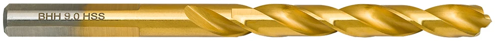 Wiertło Baildon DIN 338 RN 9 mm HSS TiN (S) metalo grąžtas, 125–81 mm (3 plokščių kotų)