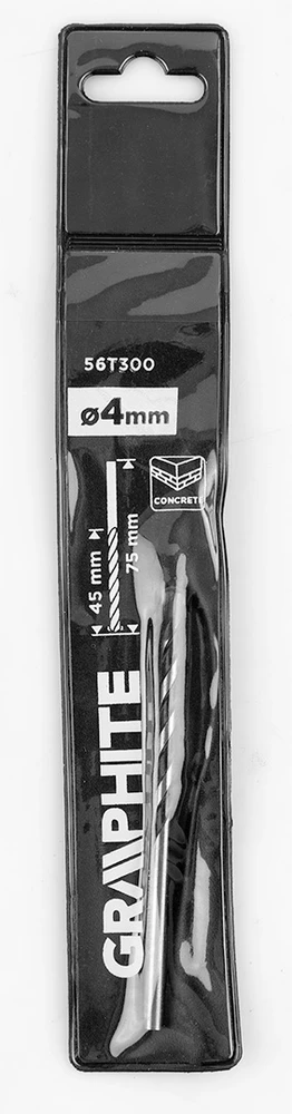 Wiertło Betono grąžtas 4 x 75 mm, šlifuotas