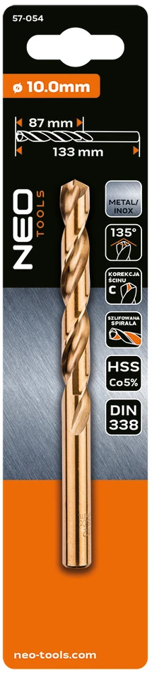 Wiertło HSS-Co metalo grąžtas, 10,0 mm