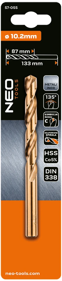 Wiertło HSS-Co metalo grąžtas, 10,2 mm