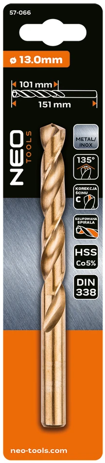 Wiertło HSS-Co metalo grąžtas, 13,0 mm