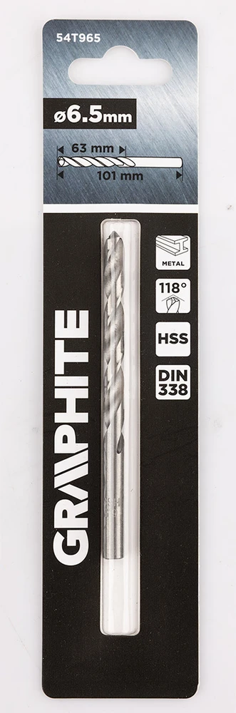 Wiertło HSS metalo grąžtas, DIN 338, 6,5 mm