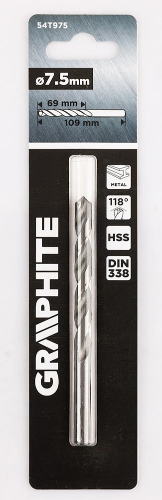 Wiertło HSS metalo grąžtas, DIN 338, 7,5 mm