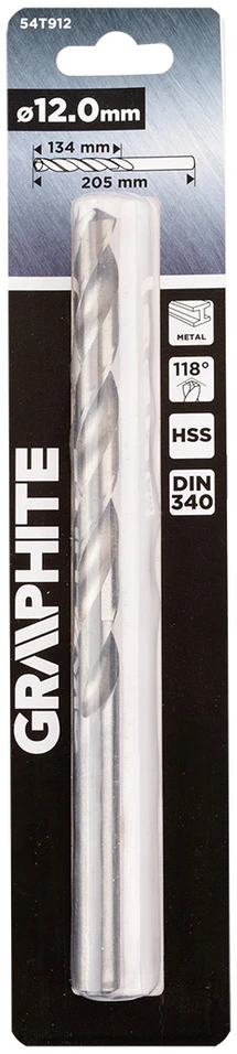 Wiertło HSS metalo grąžtas, DIN 340, prailgintas, 12 mm
