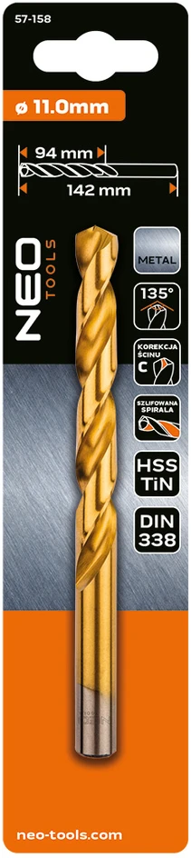 Wiertło HSS-TiN metalo grąžtas, 11,0 mm