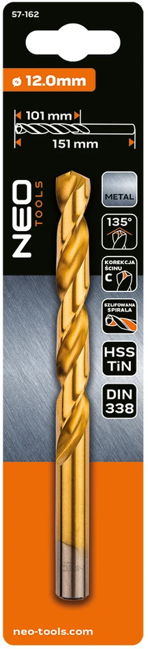 Wiertło HSS-TiN metalo grąžtas, 12,0 mm