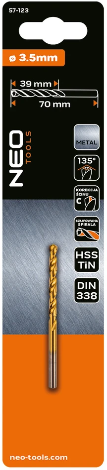 Wiertło HSS-TiN metalo grąžtas, 3,5 mm