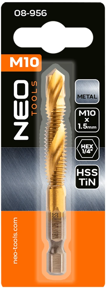 Grąžtas Wiertło HSS TiN sriegiklis, M10 x 1,5 mm, šešiakampis