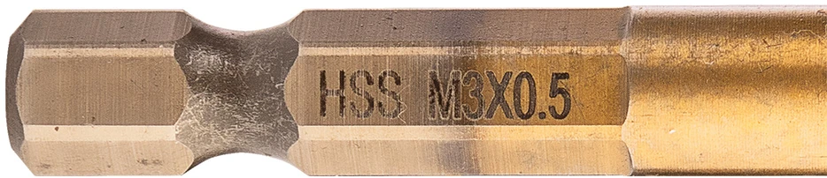 Grąžtas Wiertło HSS TiN sriegiklis, M3 x 0,5 mm, šešiakampis