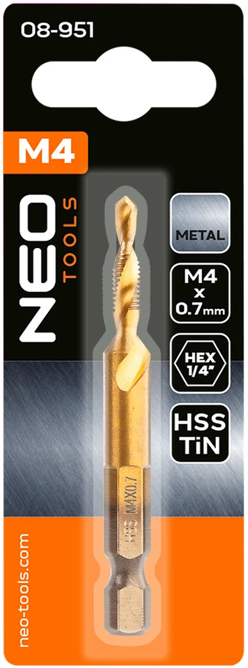 Grąžtas Wiertło HSS TiN sriegiklis, M4 x 0,7 mm, šešiakampis