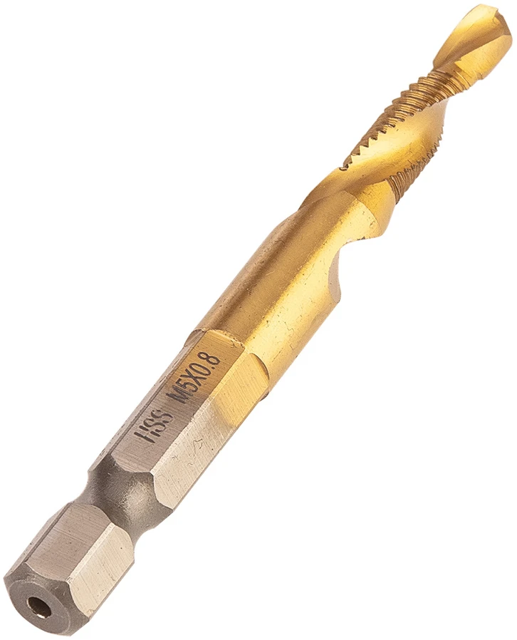 Grąžtas Wiertło HSS TiN sriegiklis, M5 x 0,8 mm, šešiakampis