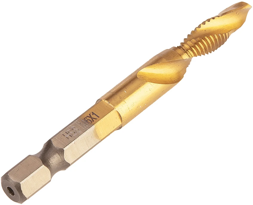 Grąžtas Wiertło HSS TiN sriegiklis, M6 x 1 mm, šešiakampis