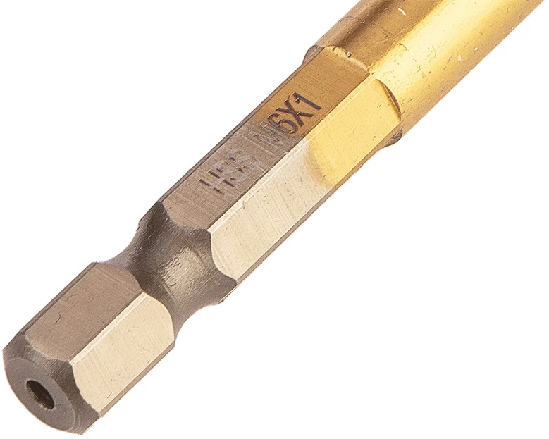 Grąžtas Wiertło HSS TiN sriegiklis, M6 x 1 mm, šešiakampis