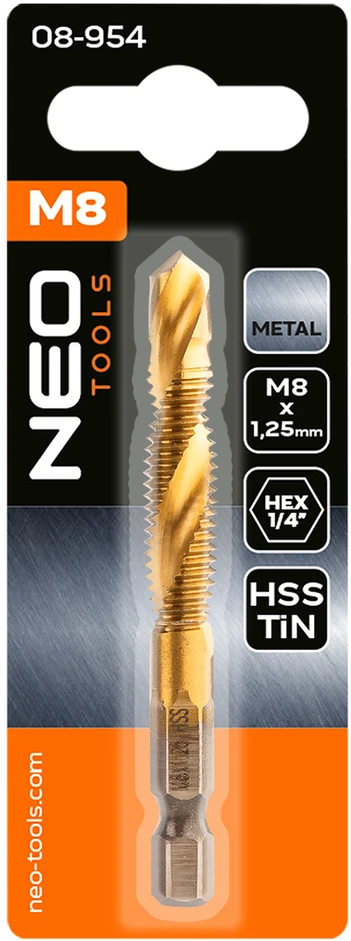 Grąžtas Wiertło HSS TiN sriegiklis, M8 x 1,25 mm, šešiakampis