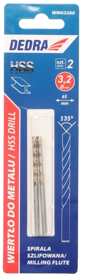 Grąžtas Dedra Grtas metalui 2 vnt HSS DIN338 32x65mm