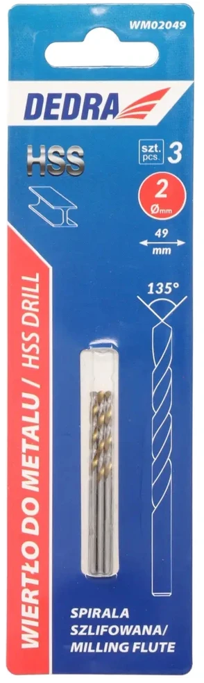 Grąžtas Dedra Grtas metalui 3 vnt HSS DIN338 20x49mm