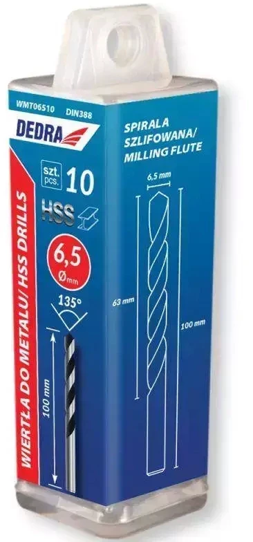 Grąžtas Dedra Grtas metalui 10 vnt HSS DIN338 60x93mm