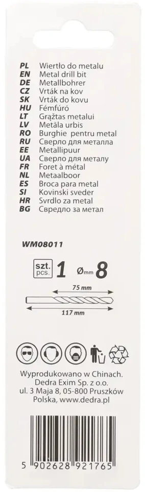 Grąžtas Dedra Grtas metalui 1 vnt HSS DIN338 80x117mm