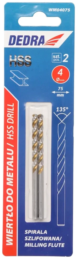 Grąžtas Dedra Grtas metalui 2 vnt HSS DIN338 40x75mm