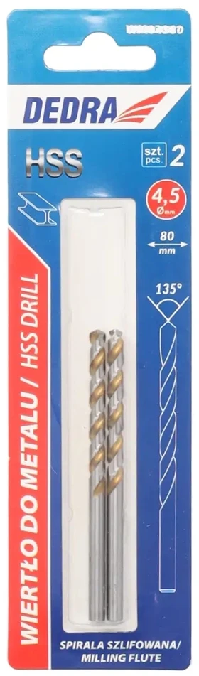 Grąžtas Dedra Grtas metalui 2 vnt HSS DIN338 45x70mm
