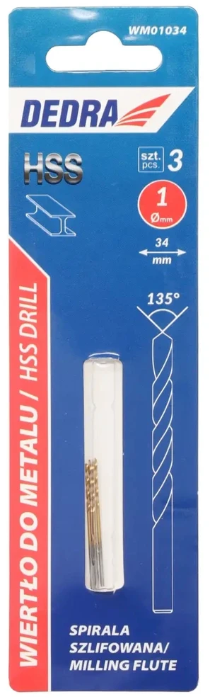 Grąžtas Dedra Grtas metalui 3 vnt HSS DIN338 10x34mm