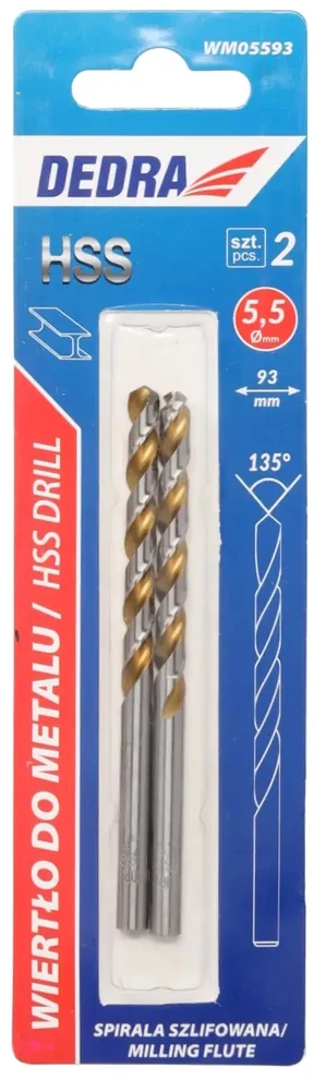 Grąžtas Dedra Grtas metalui 2 vnt HSS DIN338 55x93mm