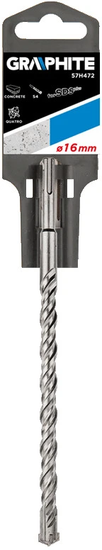 Grąžtas Graphite Wiertło do betonu SDS Plus, 16 x 260 mm, S4, quatro