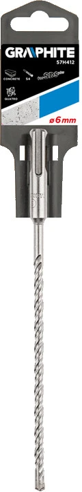 Grąžtas betonui Graphite SDS+ 57H412, 6x260 mm