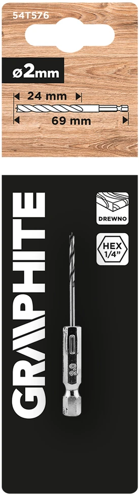 Graphite Wiertło Šešiakampis medienos grąžtas 2,0 mm