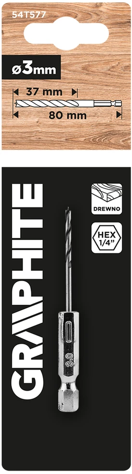 Graphite Wiertło Šešiakampis medienos grąžtas 3,0 mm