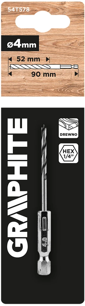 Graphite Wiertło Šešiakampis medienos grąžtas 4,0 mm