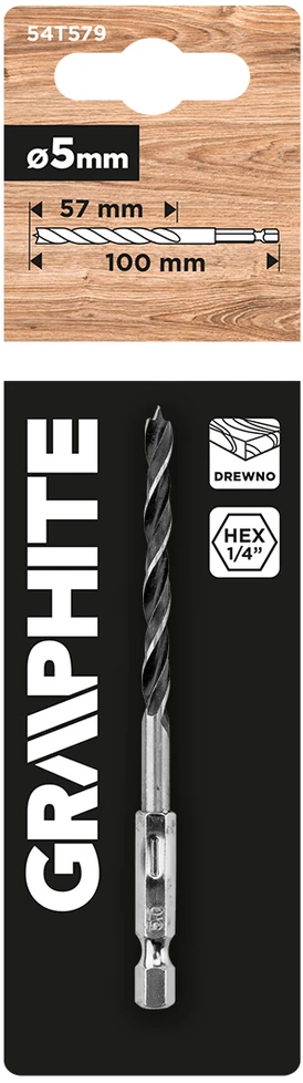 Graphite Wiertło Šešiakampis medienos grąžtas 5,0 mm