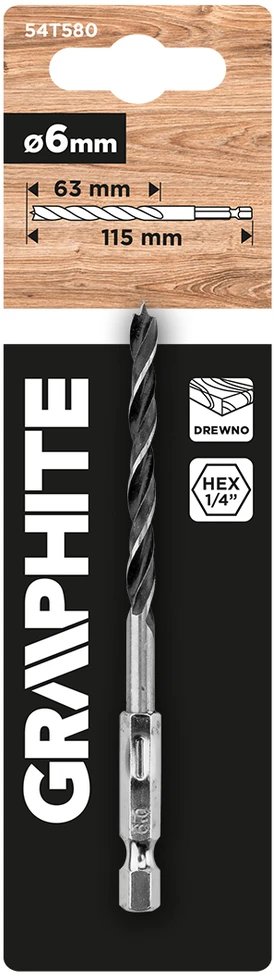 Graphite Wiertło Šešiakampis medienos grąžtas 6,0 mm