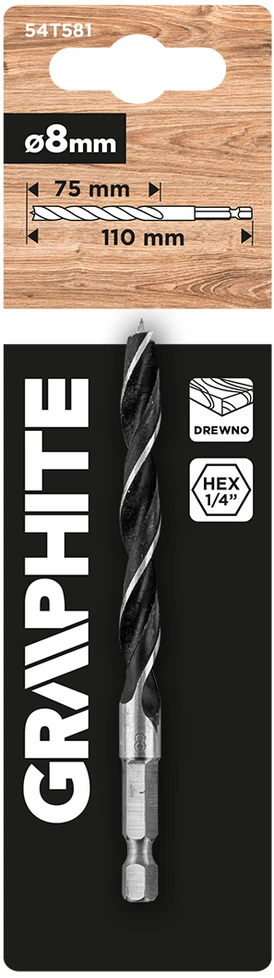 Graphite Wiertło Šešiakampis medienos grąžtas 8,0 mm