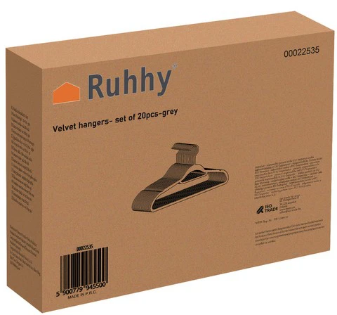 Clothes hanger 20pcs - juodas Ruhhy 22536