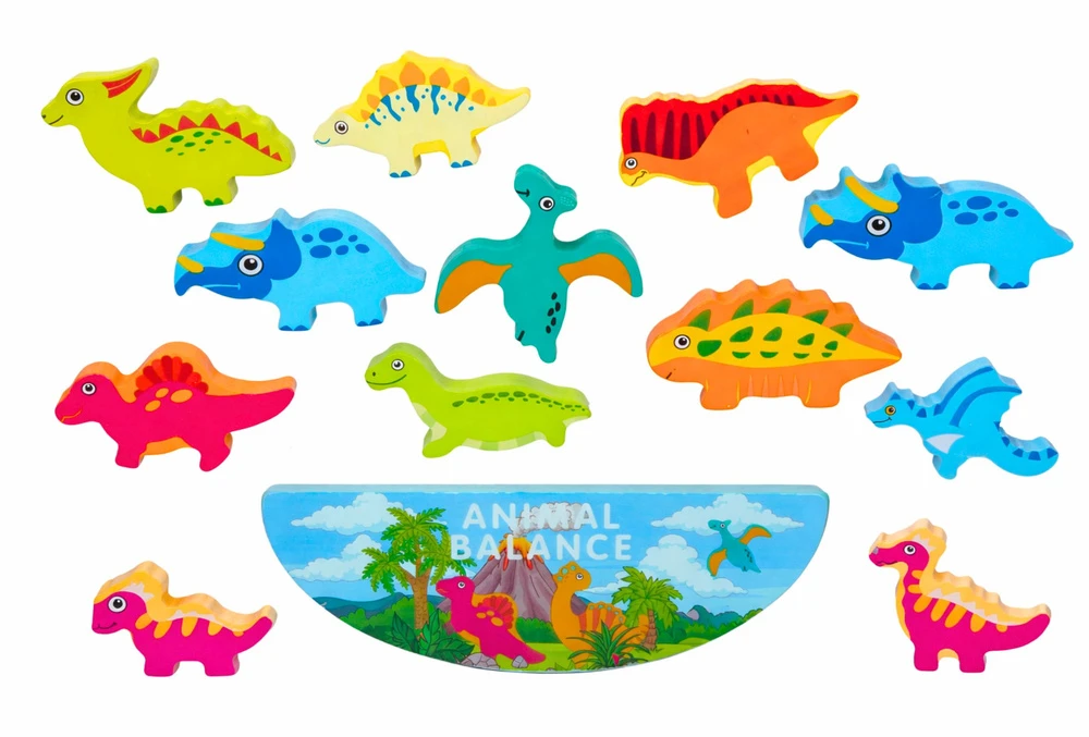 Lean Toys Dinozaurų balansavimo žaidimas 12 vnt.