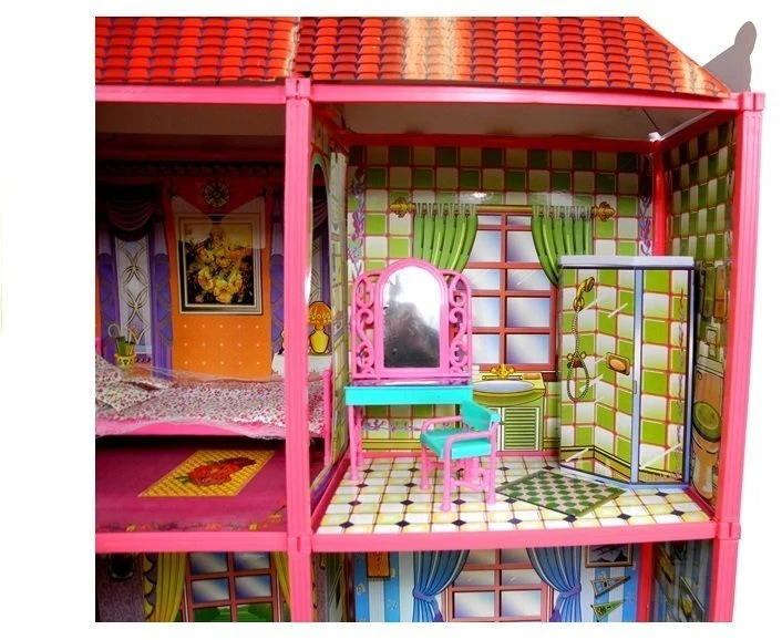 Lėlių namas su priedais Lean Toys, 128 elementai