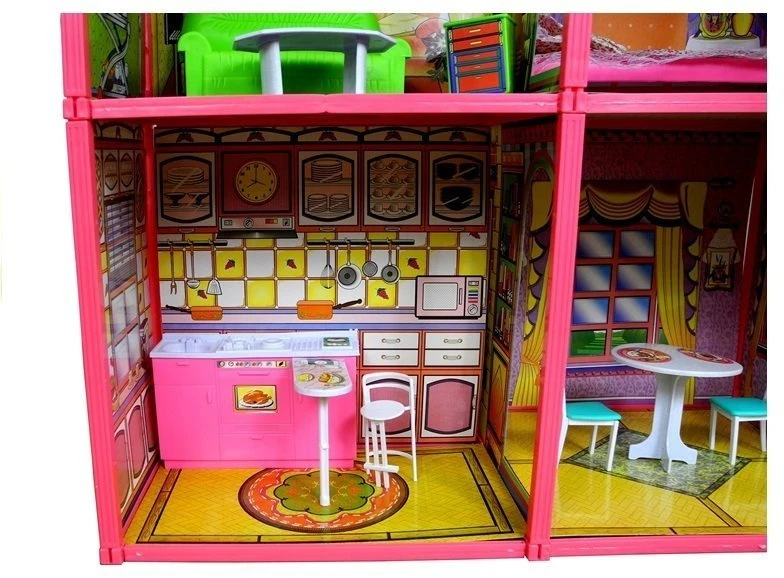 Lėlių namas su priedais Lean Toys, 128 elementai