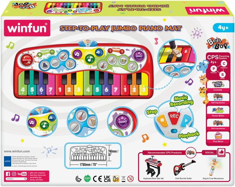 Winfun Didelis „Step-to-Play“ pianino kilimėlis