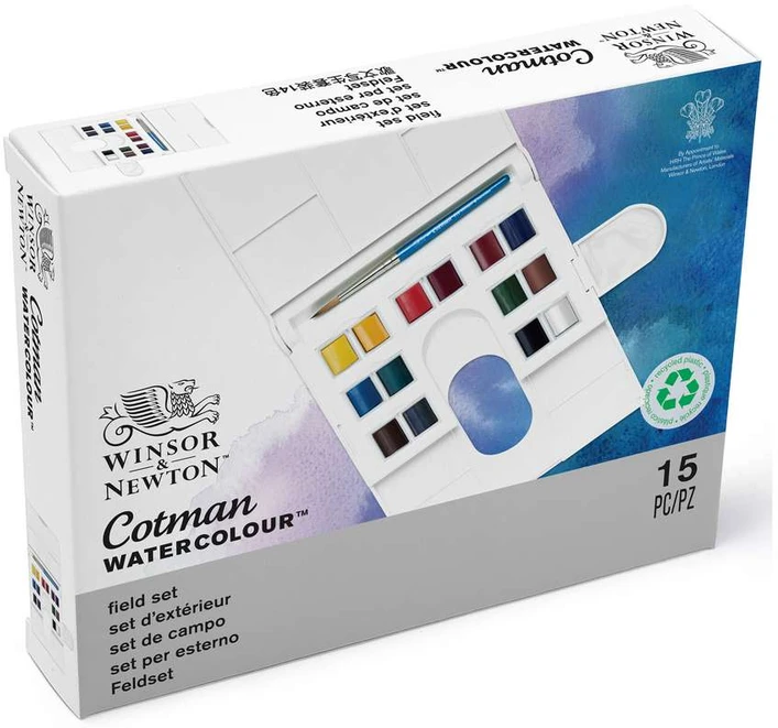 „Winsor Newton“ – „Cotman“ akvarelinių dažų rinkinys, 14 x 1/2 keptuvės (831058)
