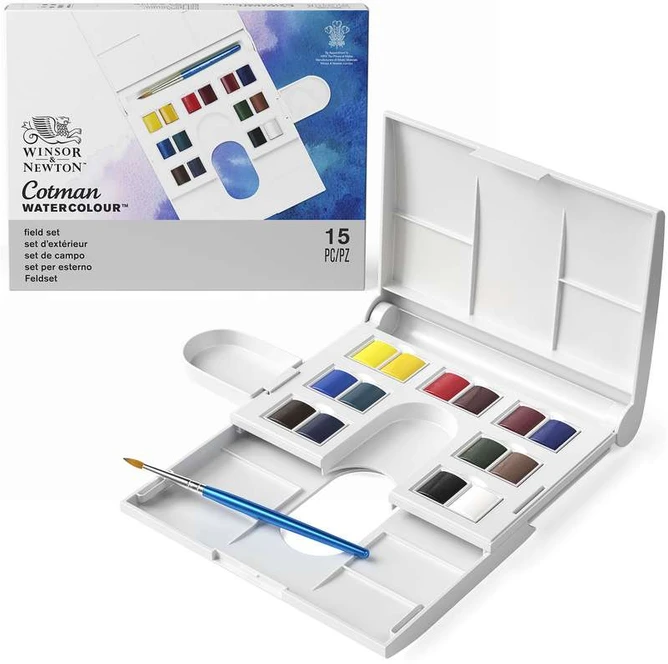 „Winsor Newton“ – „Cotman“ akvarelinių dažų rinkinys, 14 x 1/2 keptuvės (831058)